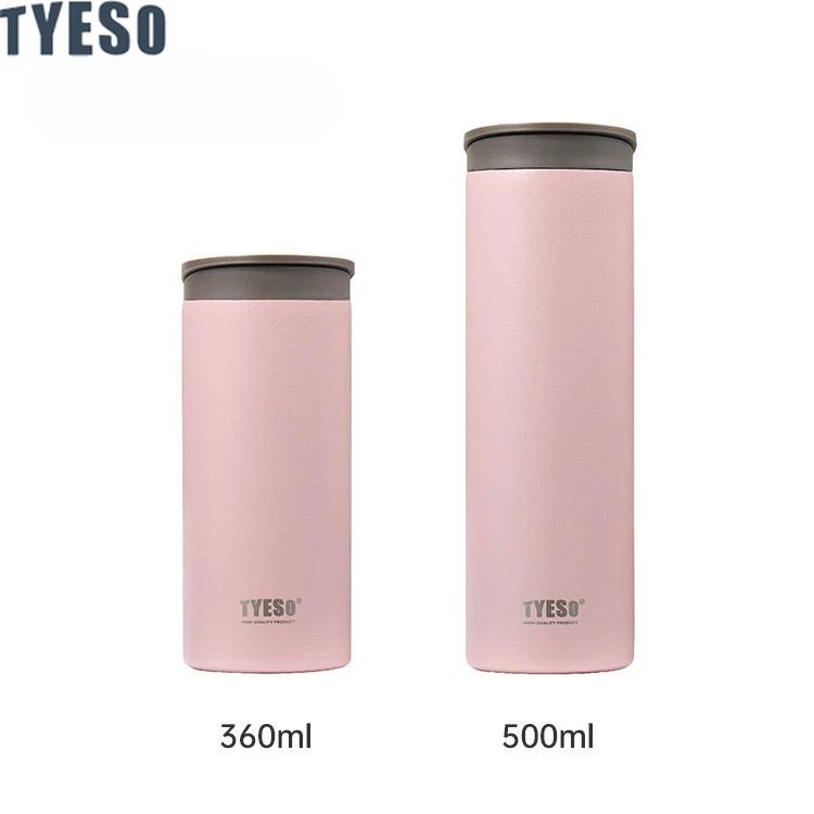 

360/500ml Tyeso Stainless Steel Insulated Travel Mug Leak-Proof Direct Drink Water Bottle for Men Women Portable Car Coffee Cup 360ML розовый