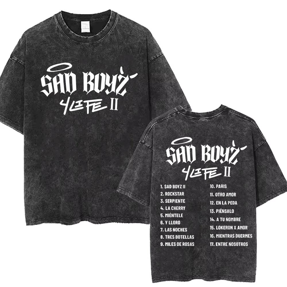 Washed Vintage Junior H Sad Boyz Tour T Shirts Men Women Hip Hop Fashion Tshirt Mens Oversized Crewneck Short Sleeve Tshirts