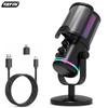 USB Capacitive Microphone with Noise Reduction & RGB Lights for Computer, Phone Recording, Gaming, Streaming & Video