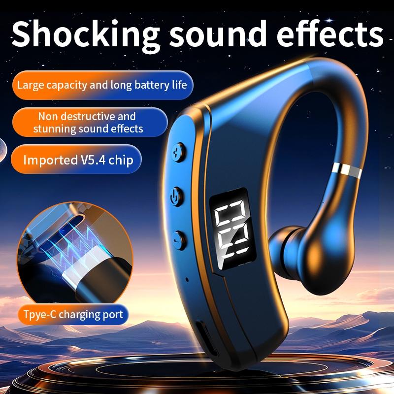 K28 Wireless Earphones Single Ear LED Digital Display Bluetooth 5.4 Headphones HIFI Noise Reduction Lightweight Design