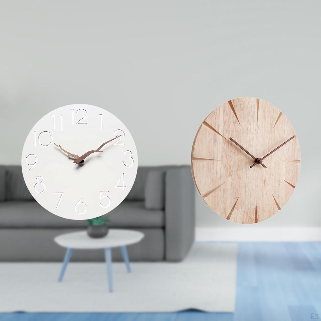 Silent Decorative Wall Clock for Home Office Kitchen Study Room Creative Design Solid Wood Easy to
