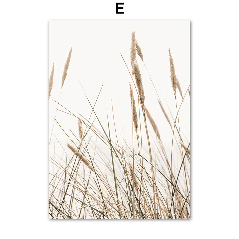 Beige Palm Wave Soft Feather Reeds Lines Nordic Posters Prints Canvas Painting Wall Art Pictures For Living Room Home Decor