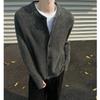 Men's Heavyweight Solid Color Button-Up Knit Cardigan - Autumn/Winter High-End American Lazy Style Sweater Coat.