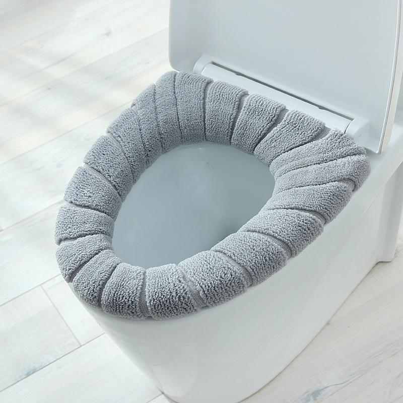 Winter Warm Toilet Seat Cover Mat Bathroom Toilet Pad Cushion with Handle Thicker Soft Washable Closestool Warmer Accessories
