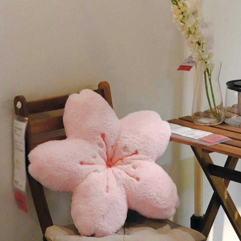 

Ins Pink Cherry Petals Pillow Girl Bedroom Living Room Decor Bay Window Floor Seat Cushion Plush Tatami Cherry Blossom Cushion 45X45X10cm розовый