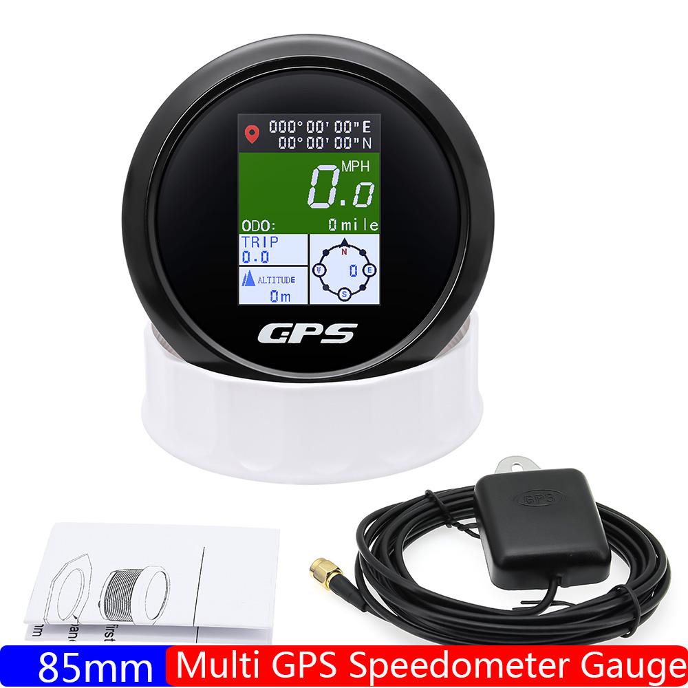 TFT 85mm GPS Speedometer Gauge with Antenna Digital 600KMH,MPH,Knots COG ODO Altitude Compass for Car Boat Yacht 12V24V