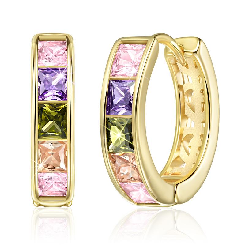

European and American Style Inlaid Colorful Zircon Ear Buckle for Women s New Fashionable Temperament Personalized Zircon