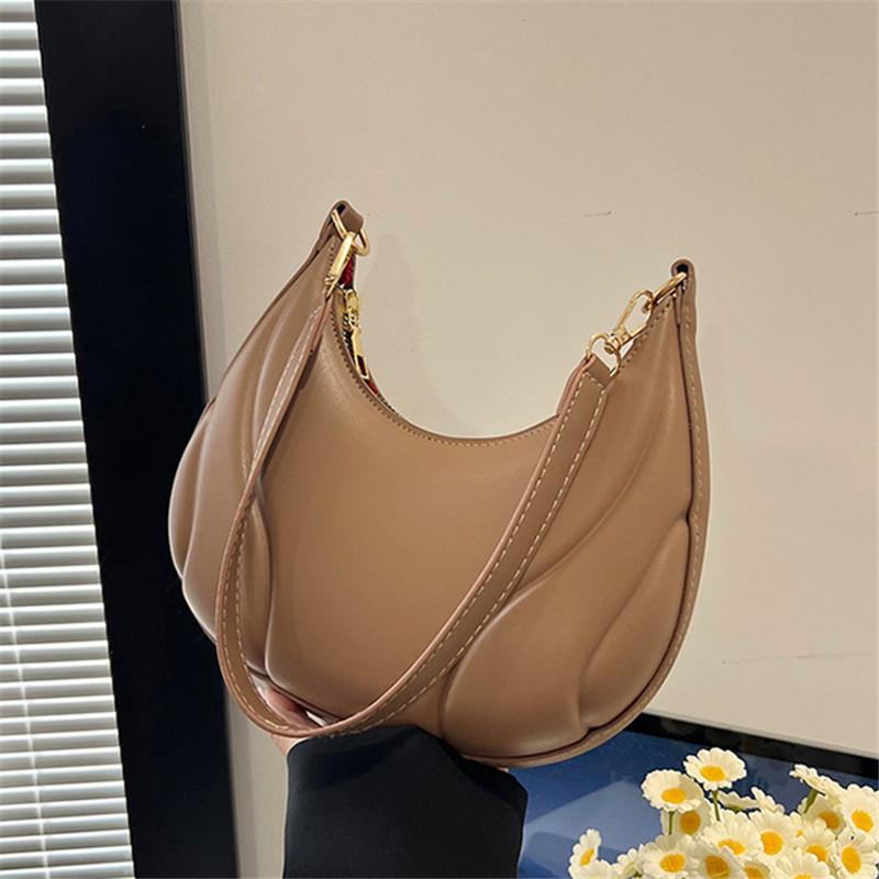 Stylish Shoulder Bag with Golden-Tone Hardware & Zipper Closure Versatile Nylon Lined Chic Handbag for Casual & Formal Occasions