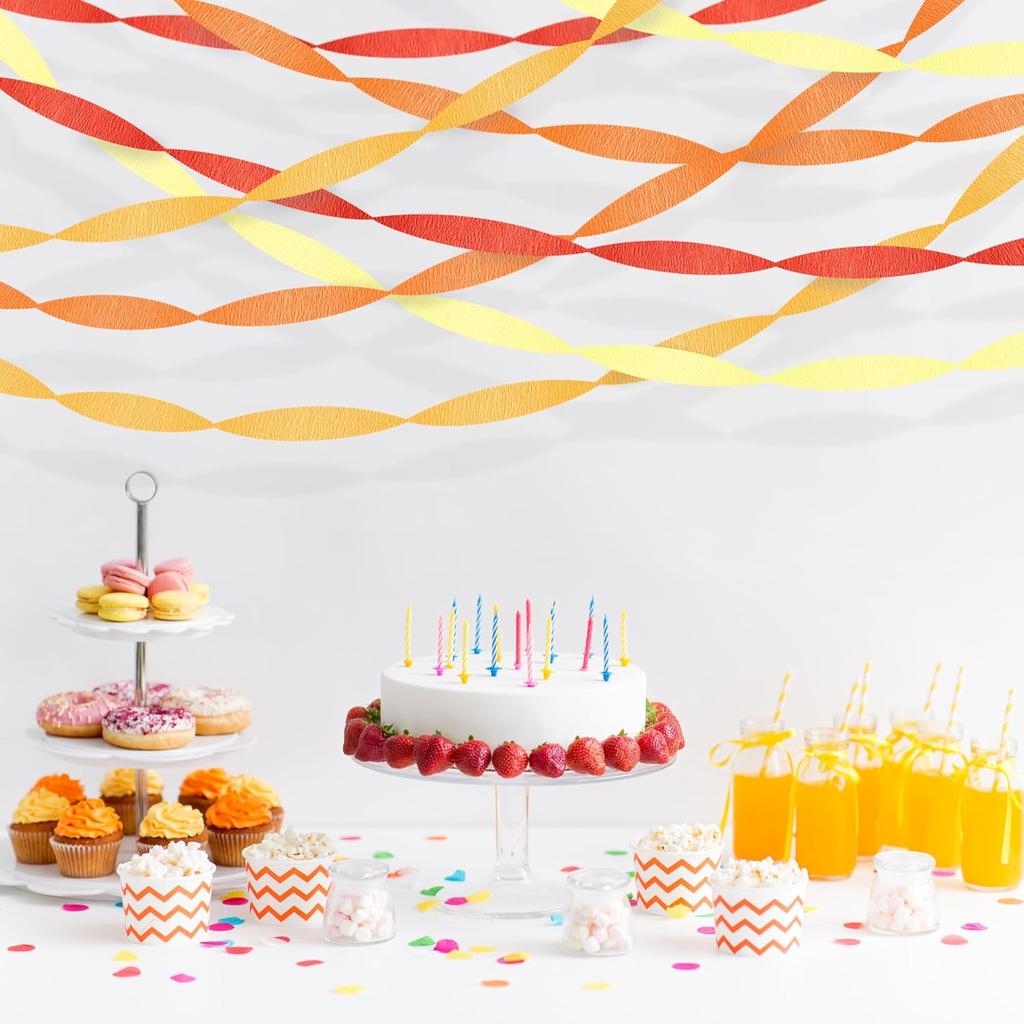 Eco Friendly Orange Streamers Party Decor 4 Rolls Orange Crepe Paper Streamer for Birthday Party Streamers for Backdrop