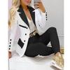2PCS Women Blazer Suit Lapel Jacket Coat + Pants Co-ord Set Formal Office Outfit