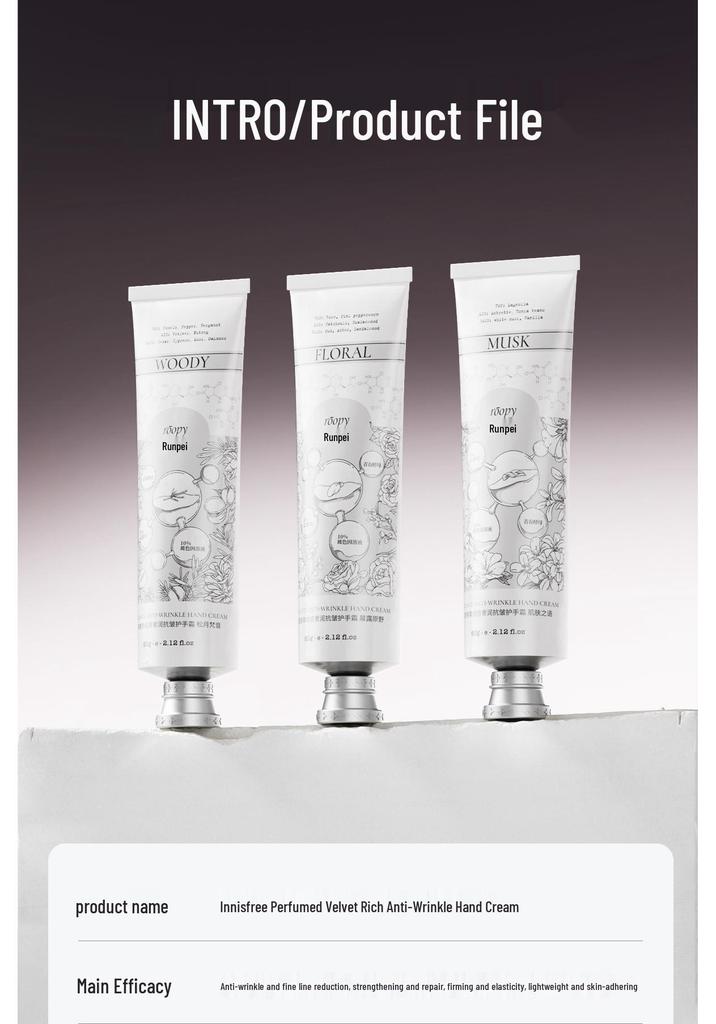 Anti-Wrinkle Moisturizing Hand Cream – Velvet Scent, Long-lasting Hydration.