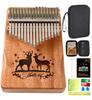 PERDIN Kalimba Beginner Set, 17 Keys, Pre-Tuned, Includes Japanese Sheet Music, Beginner's Book, Case, Engraved, Mahogany (Brown)