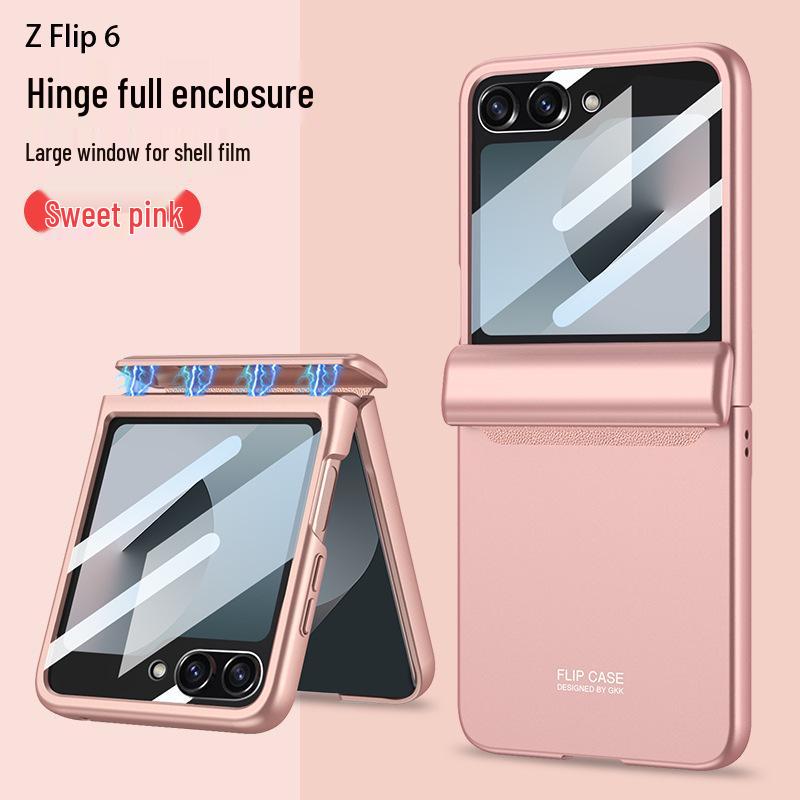 Samsung Z Flip 6 Foldable Screen Case with Large Window, Ultra-Thin Magnetic Buckle, Elegant Design.
