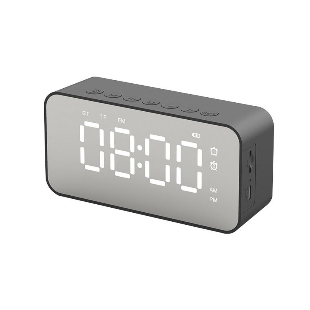 

Mini Alarm Clock Stereo Sound FM Radio Multifunctional LED Mirror Clock Home