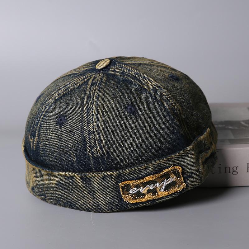 Rough letter embroidery retro denim melon hat men's and women's simple casual spring and summer versatile adjustable landlord hat
