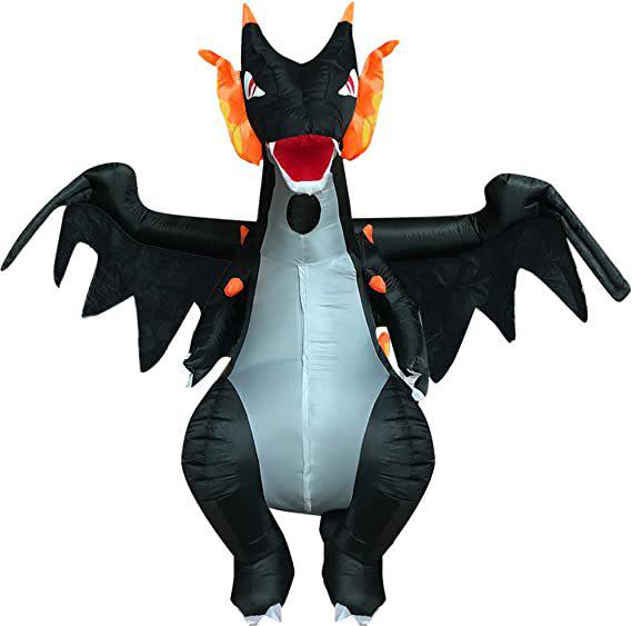 Adult Fire Dragon Inflatable Costume - Carnival Cosplay Mascot for Parties Dual Fan - Small (120cm-150cm)