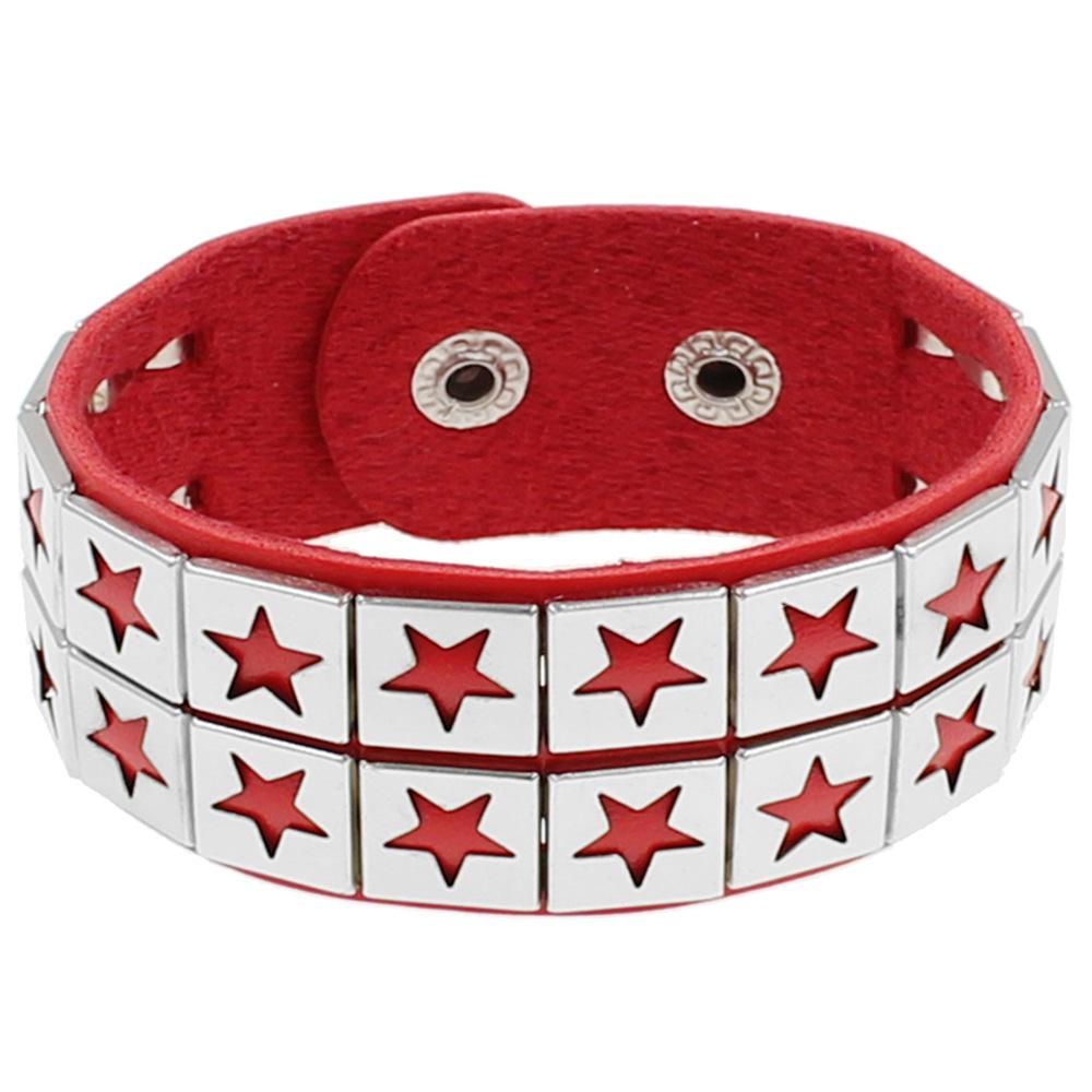 DIEZI Punk Vintage Gothic Goth Men Two Layer Wrap Bracelet Women Harajuku Black PU Leather Star Charm Bracelet Bangles Jewelry