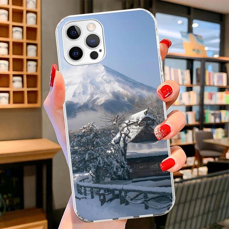 Landscape Winter Light Snow Cover Phone Case For iPhone 16 17 Air 15 14 Pro Max 16E Phone Case 13 Mini 12 11 7 SE 8 Print Patter