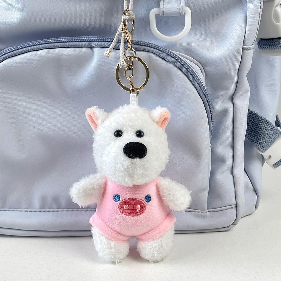 Adorable West Highland Terrier Plush Toy Cute Costumed Dog Stuffed Animal Keychain