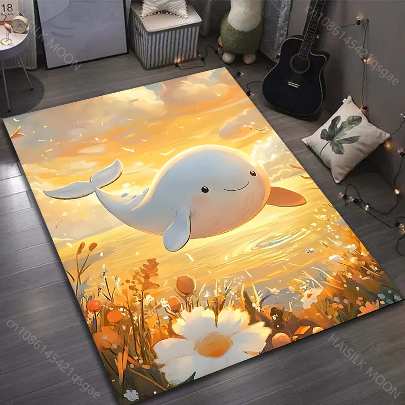 

1PC Cute whale, sunshine, flower field Carpet for Living Room Bedroom Sofa Home Decor Rus Non-slip Floor Mat Luxury Gift 40cm x 60cm