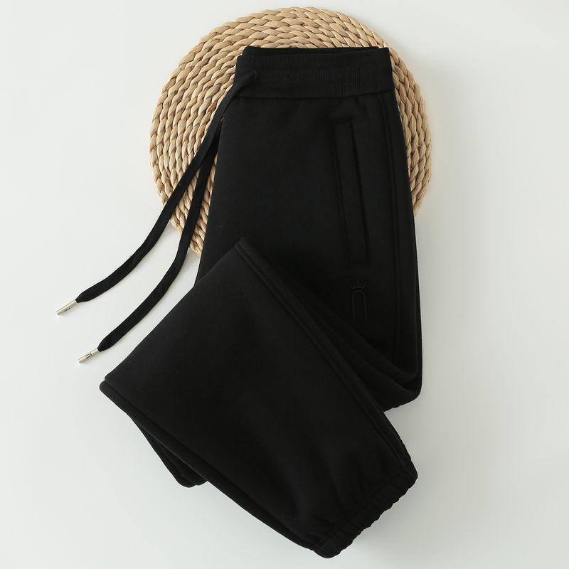 Super Thick Thermal Cashmere 2024 New Sweatpants Women's Fleece-lined Thick Track Pants Winter Gray Female Pants