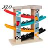 Interactive Slide Track Set Wooden Ramp Racer Car Toy, 4 Numbered Mini Cars And Parking Lot Sturdy Design, Development Hand-eye Coordination
