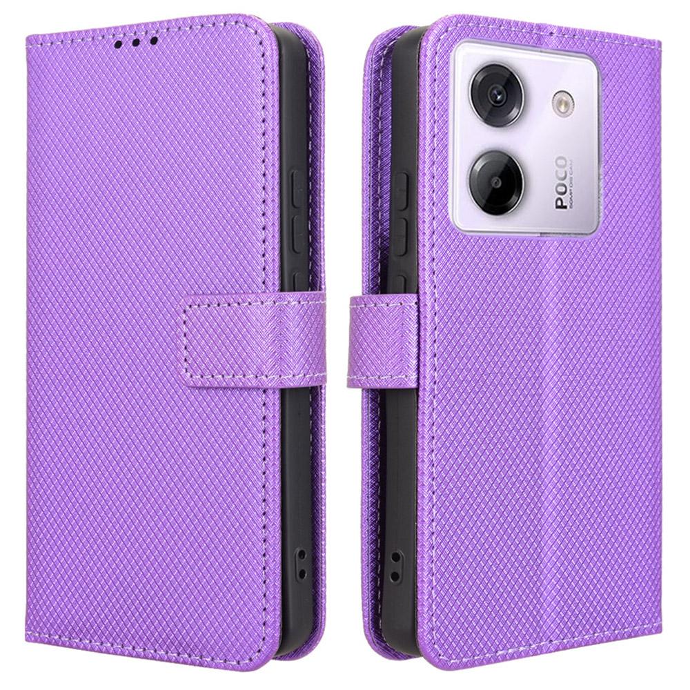 

Для Xiaomi Poco M7 Pro 5G Чехол из ПУ кожи с ромбовидной текстурой Кошелек Чехол для телефона Purple