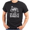 Funny Lawnmower Humor We Ride At Dawn Joke Womens or Mens Crewneck T Shirt Tee