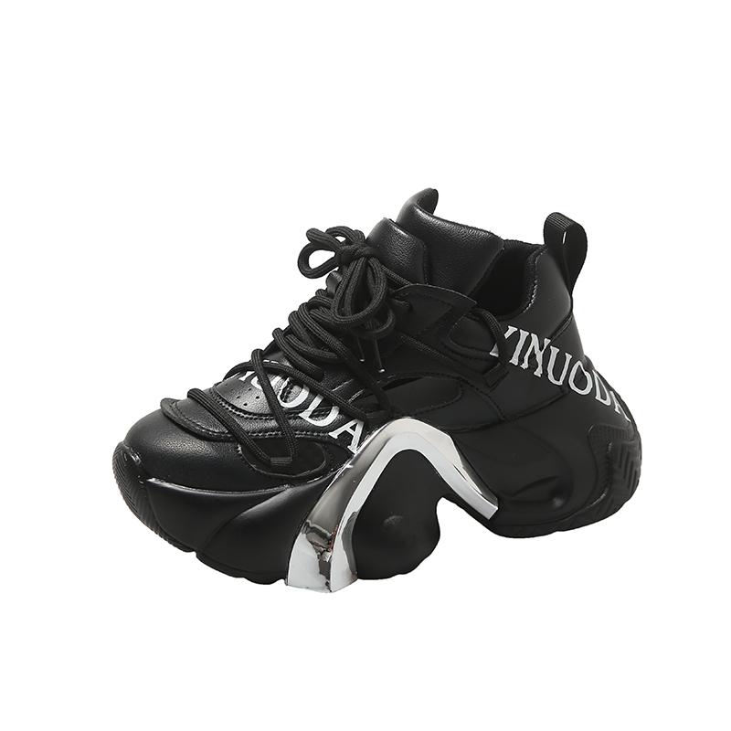 

Модные летние блестящие кроссовки на массивной платформе с пайетками для женщин, дышащие, на шнуровке, увеличивающие рост, женские, модные, милые розовые кроссовки 34 чёрный