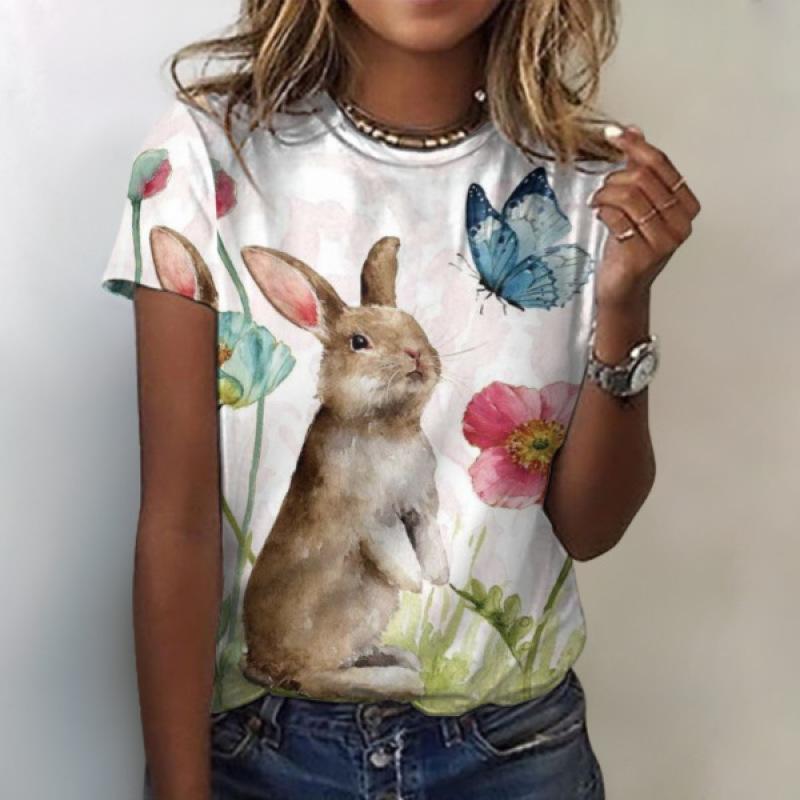 Женская футболка с 3D принтом кота и летним элементом — фото 8