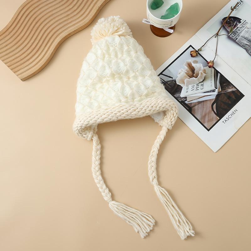 Korean Version of Versatile Thick Woven Plaid Warm Hat Autumn and Winter Fashion Plush Thick Wool Hat Outdoor Cold Hat