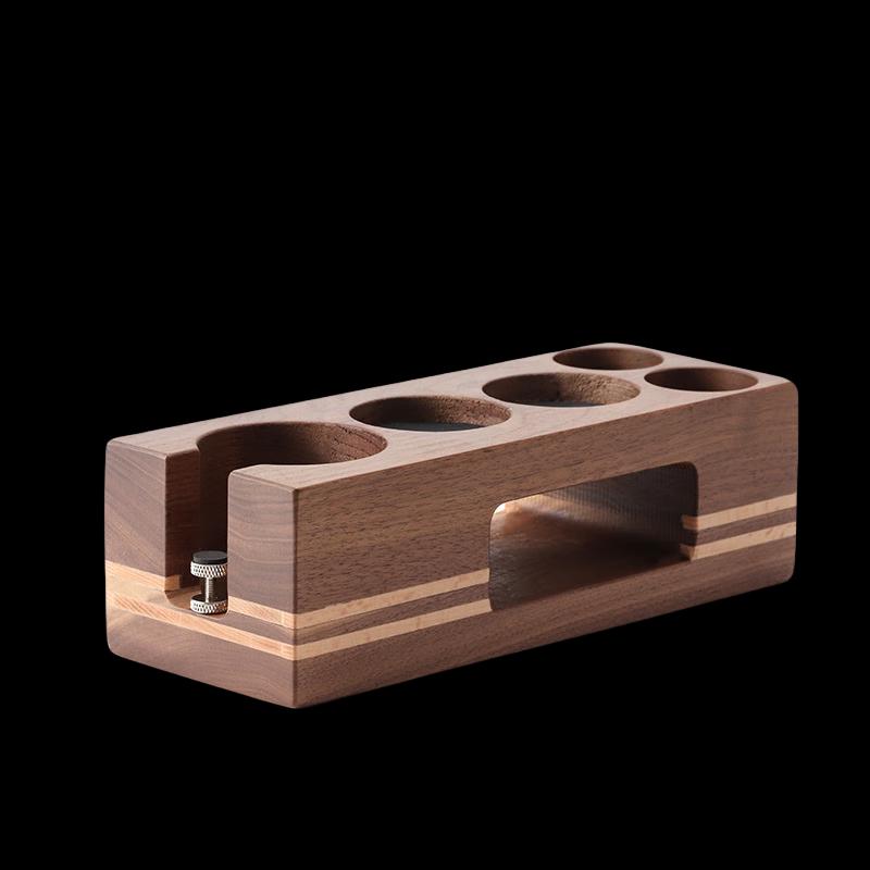 Walnut Wood 5-Hole Coffee Tamper Station