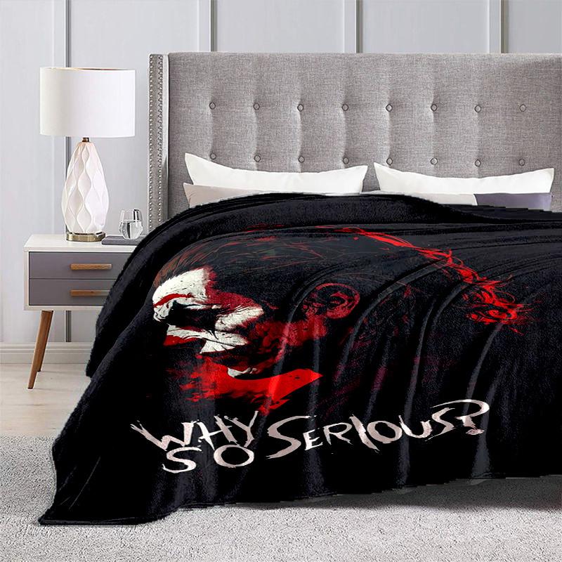 1pc Why So Serious? Joker Artwork Cartoon Blanket,Portable Throw for Travel & Camping, All Season Cozy Blanket,Ideal Gift