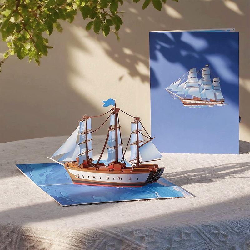 3D Pop-up Sailboat Greeting Card for Teacher s Day - Creative Thanksgiving Gift and Blessing Paper Sculpture