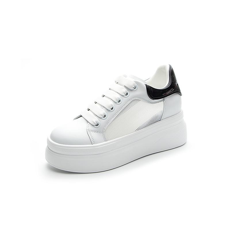 Thick Soled Platform White Shoes for Women in Autumn and Winter Plus Velvet Height Increasing Casual Sneakers for Small People