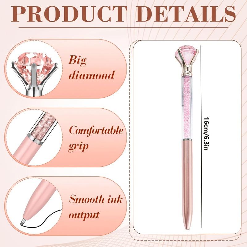 5Pcs random luxury diamond ballpoint pens, 1.0mm black ink, office & wedding school gift pens