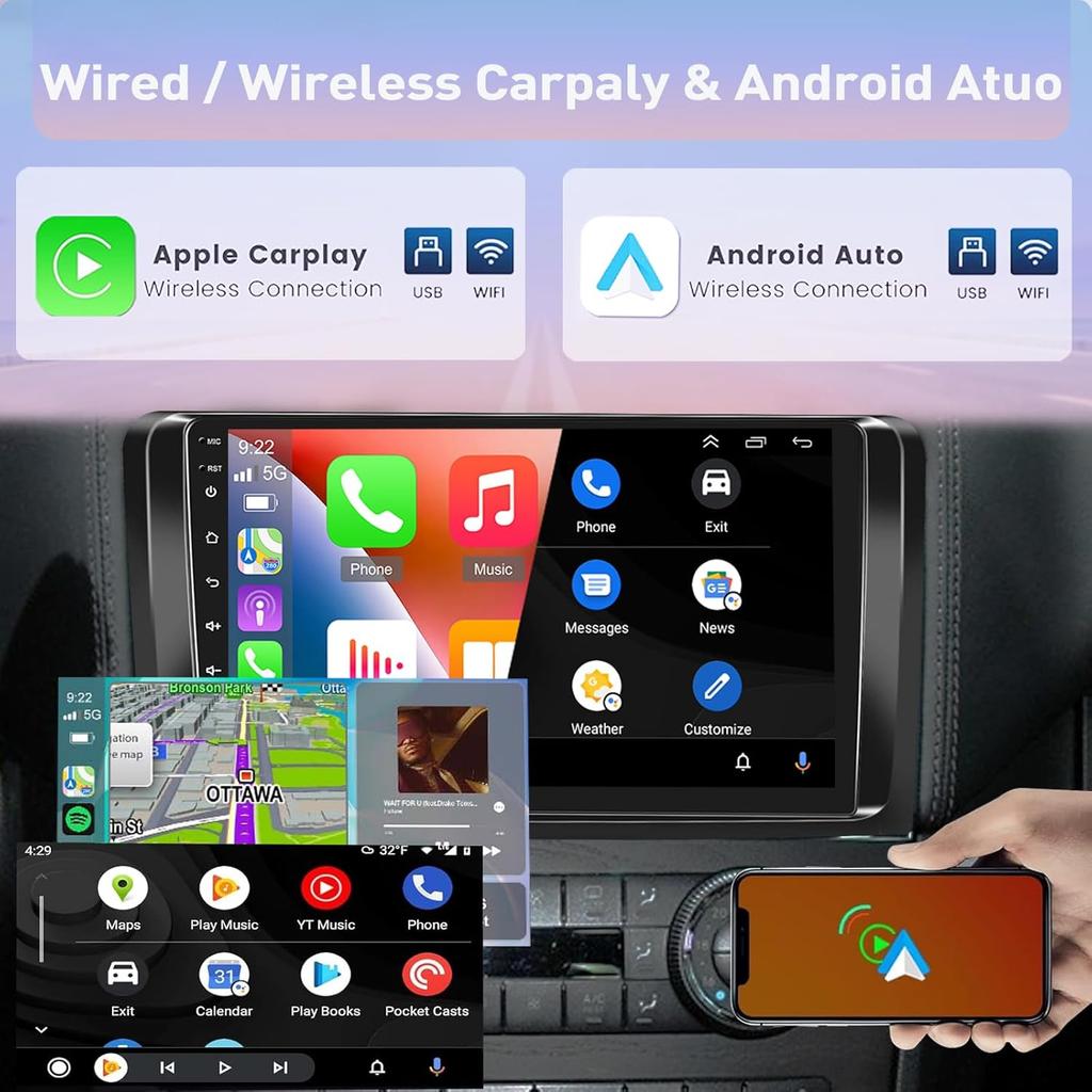 9-inch Android Car Radio for Mercedes ML/GL W164 X164 2005-2011 with CarPlay, Android Auto, WiFi, RDS, 2GB+64GB