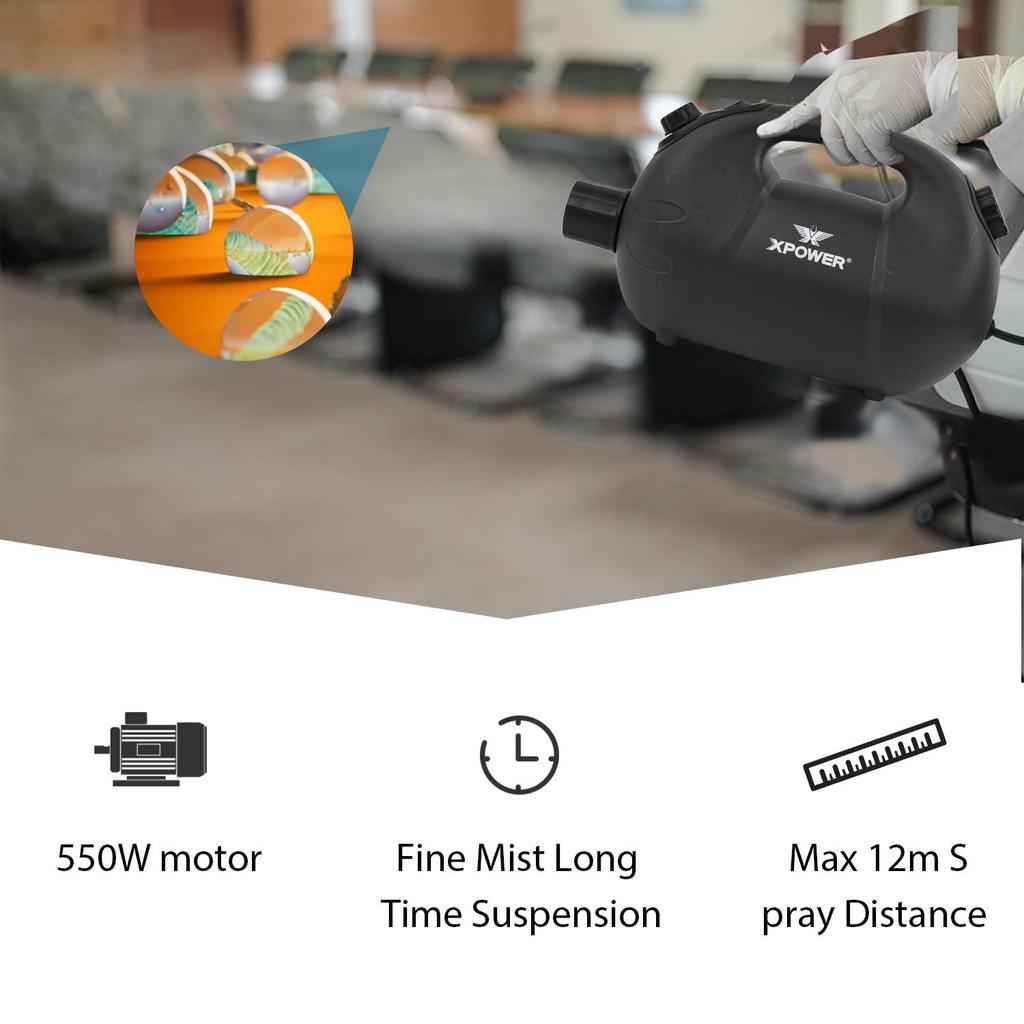 XPOWER F-16 Portable Rechargeable Electric Atomizing Sprayer Fogger Disinfection Spray Smoke Mist Sterilization Machine