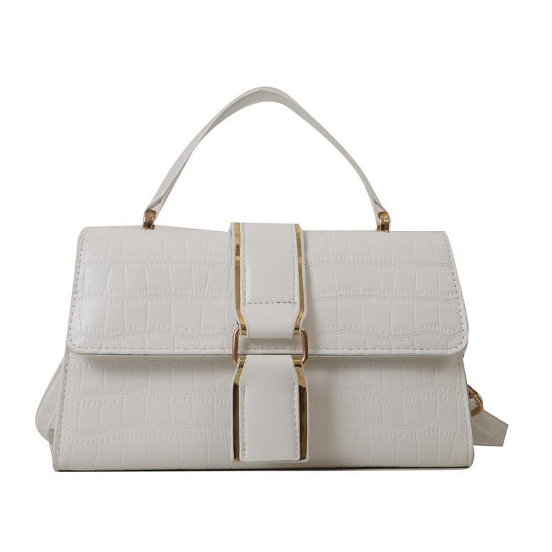 

Small Stone Texture Gold-edged Contrast Color Street Fashion Pu Shoulder Bag For Women белый