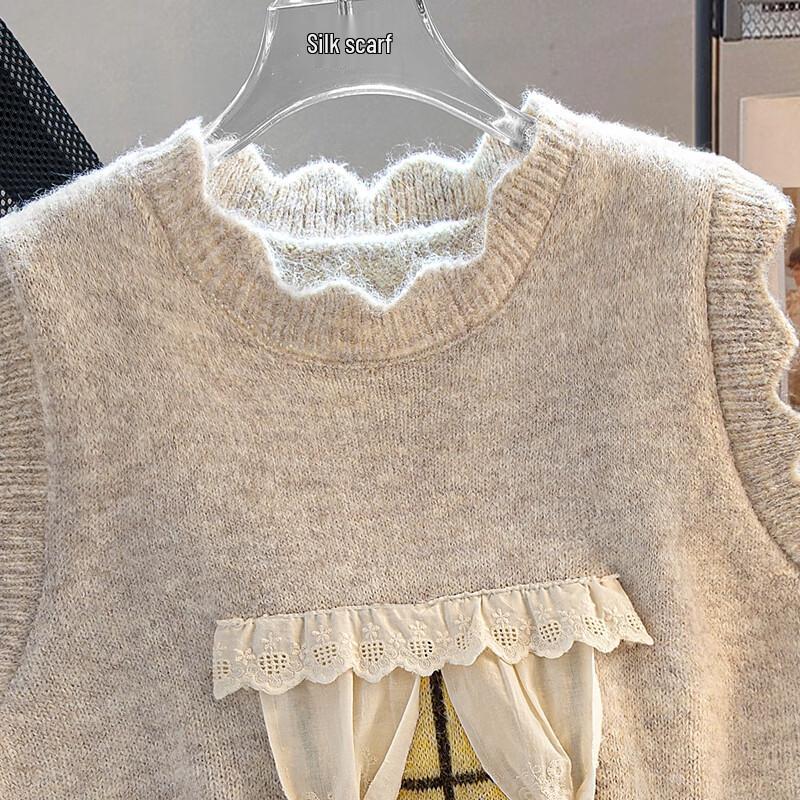 Women's Wool Blend Lace Collar Vest