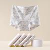 Women's Spring and Autumn Floral Print Cotton 10A Anti Bacterial Extended Crotch High Waist Stretch Hip Briefs