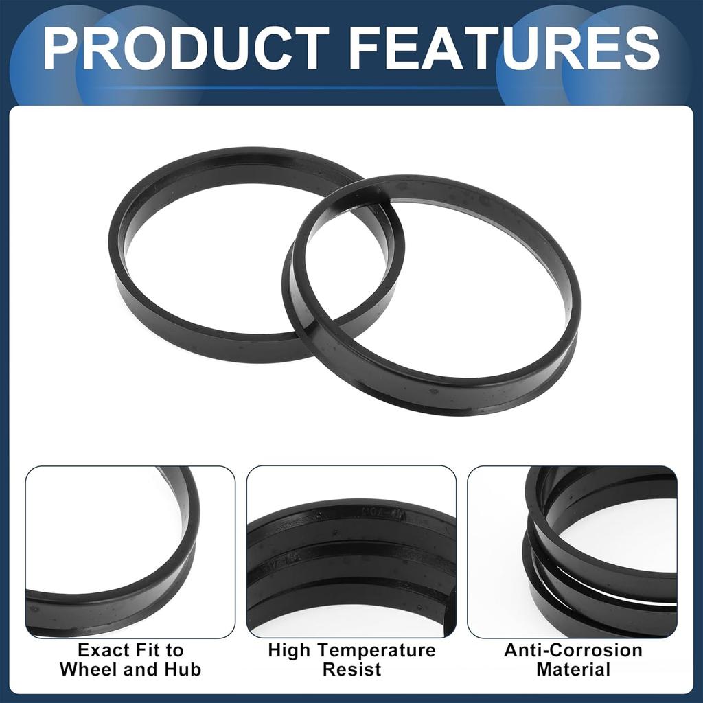 76.1mm to 70.1mm Car Wheel Hub Centric Rings Black Polycarbonate Wheels Center Shaft Shock Absorbing Hubrings 4 Pcs