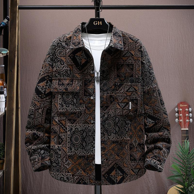 

Мужская джинсовая куртка в этническом стиле на весну и осень, повседневные топы с лацканами, рабочая одежда, повседневная куртка XL