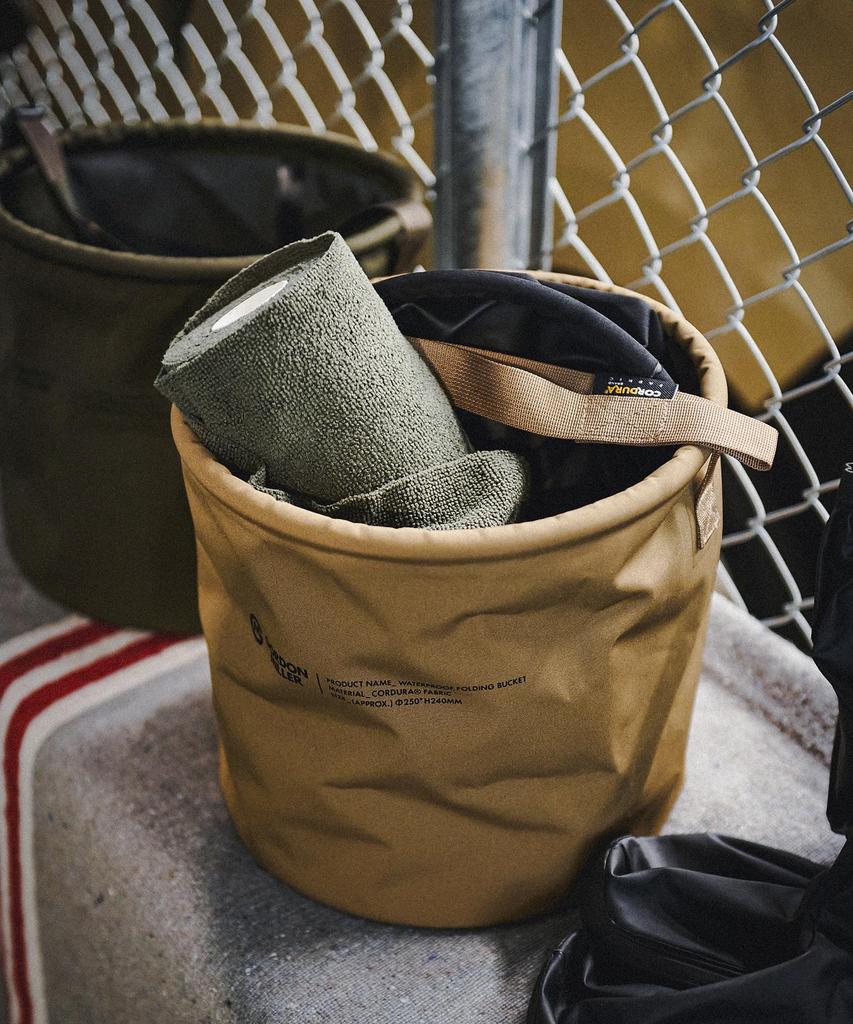 GORDON MILLER Auto-Cordura-Falteimer, 12 l, Autowaschanlage, Mülleimer, Zubehörhalter, faltbar, Coyote Beige, 1762323