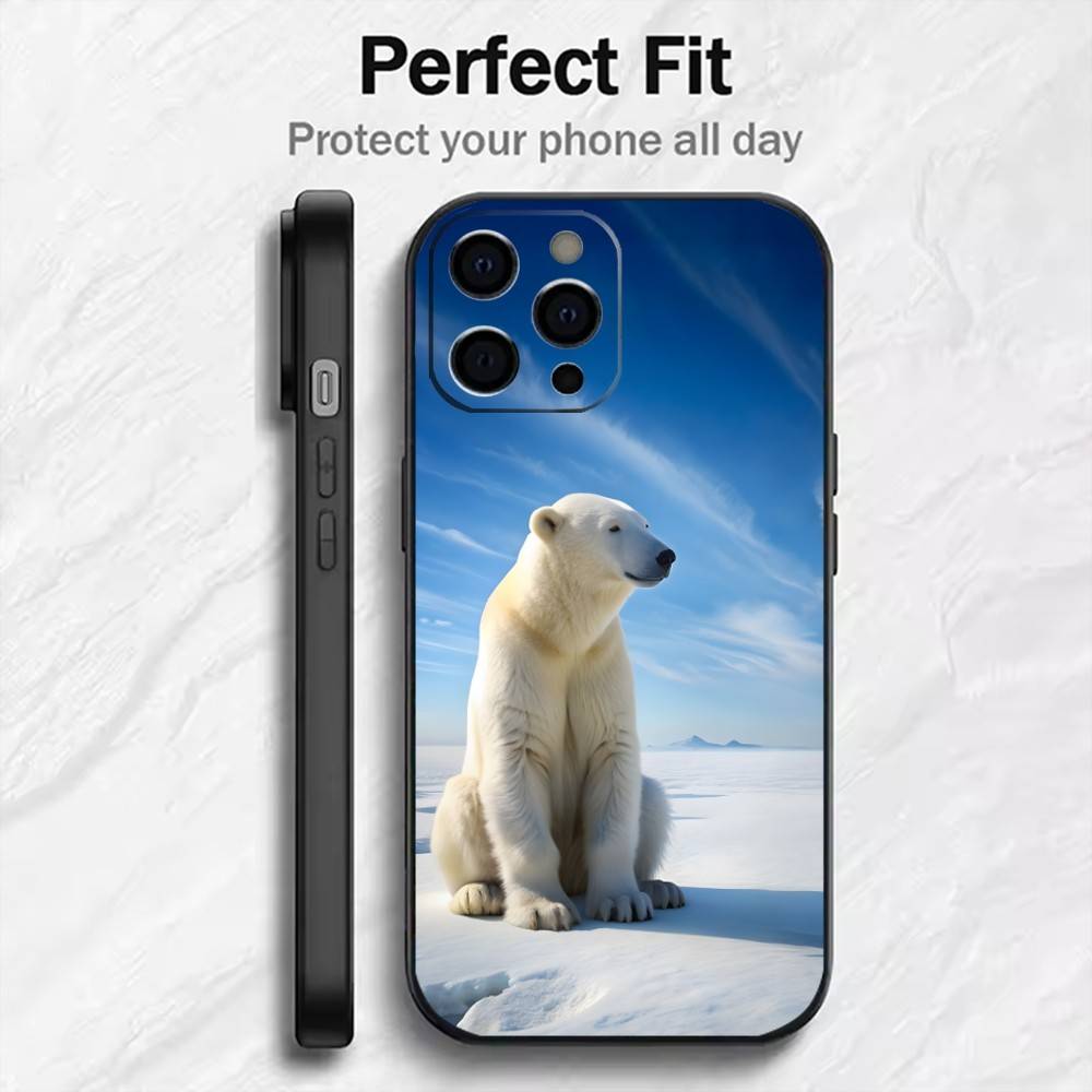 Polar Bear Master of the Arctic  Phone Case For iPhone17,16,15,14,13,12 Plus,Max Soft Silicone Black Cover iPhone13PROMAX