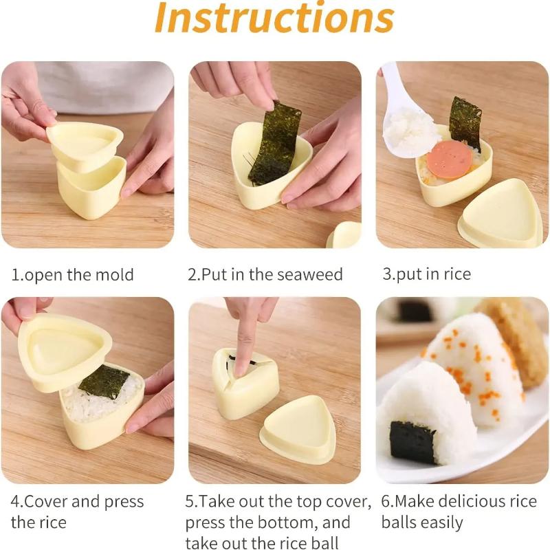 Japanese Triangular Sushi Rice Ball Mold Set, Baby and Children's Rice Ball Mold, Food-grade Diy Rice Ball Magic Tool Sushi Mold