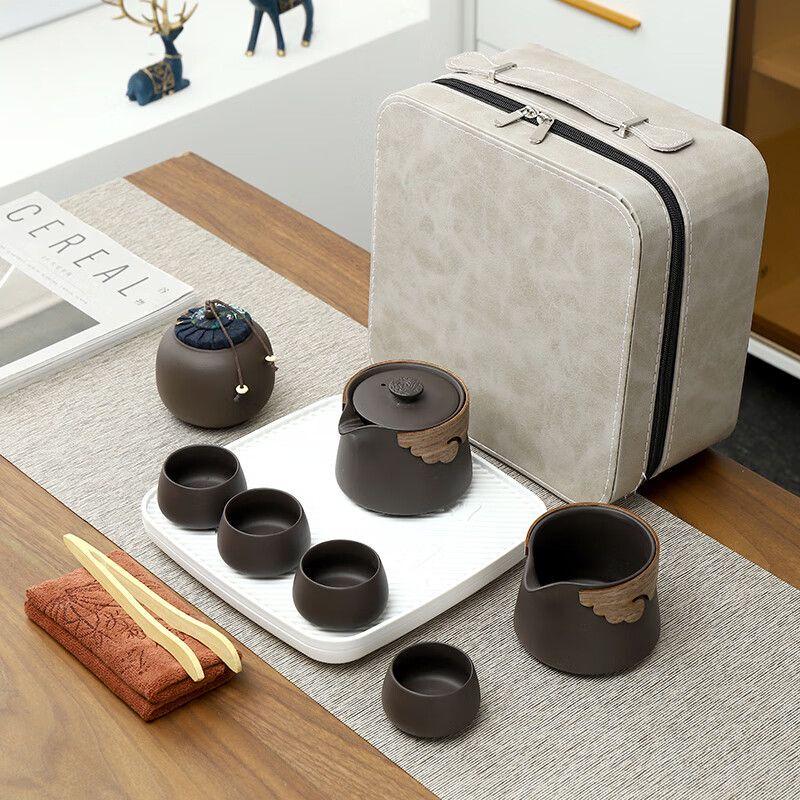 Zisha Ceramic Kung Fu Travel Tea Set