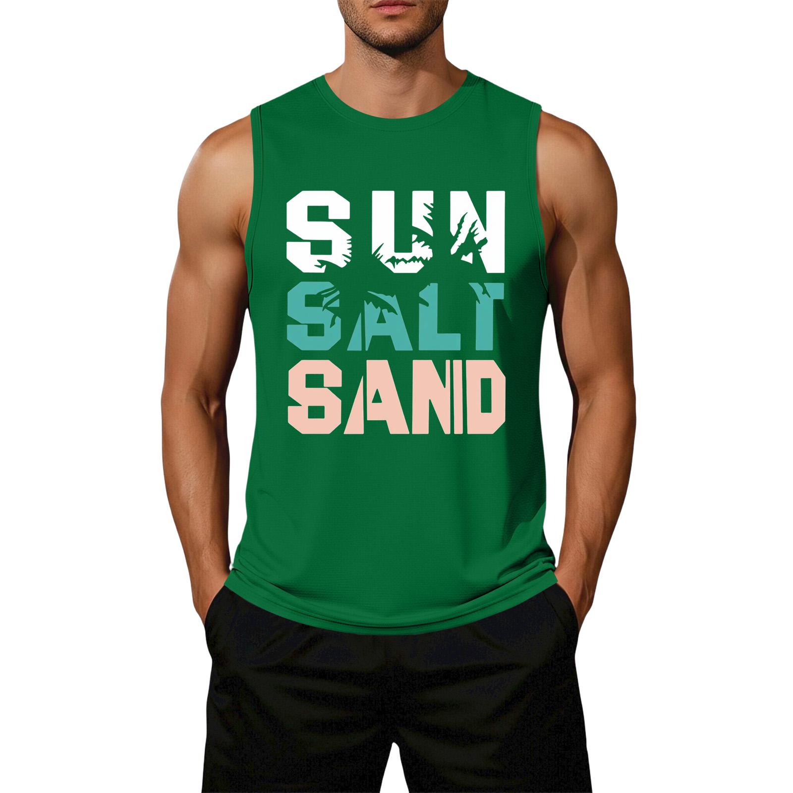 

Men s Loose Fit Sleeveless Casual Tank Top Graphic Print Summer Muscle Shirt Lightweight Breathable Fabric XXXXL зелёный
