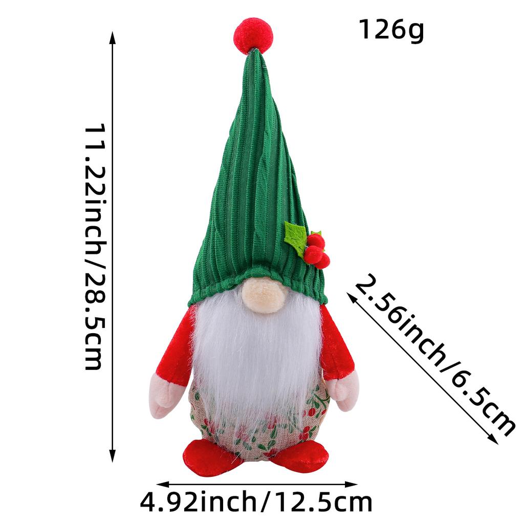 Cute Cherry Faceless Doll Creative Red And Green Hooded Dwarf Standing Old Man Doll Desktop Decoration