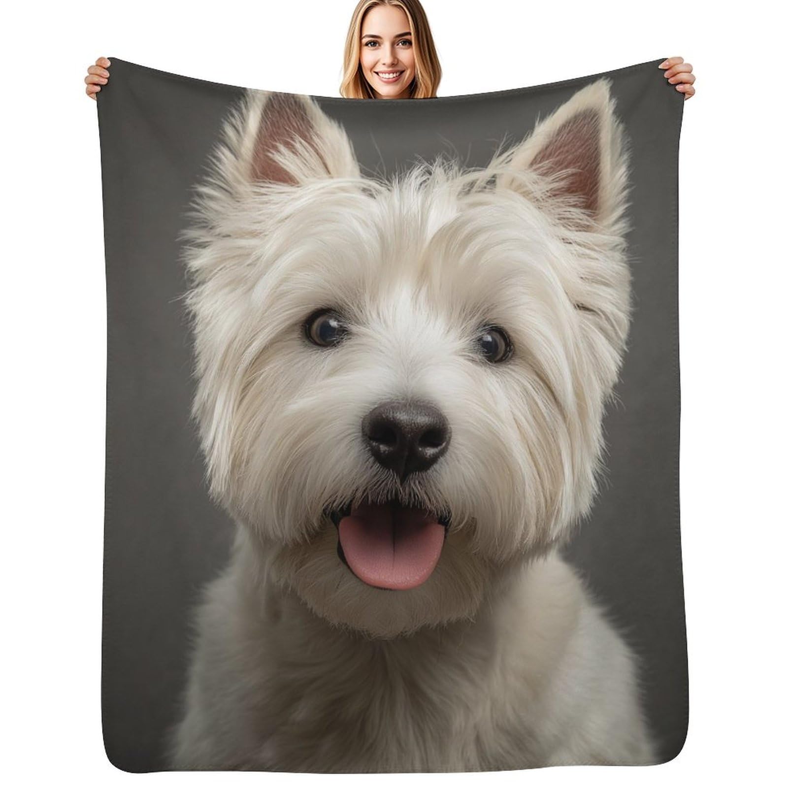 

Cute West Highland White Terrier Blanket for Kids Girls Pet Lovers Birthday Gift,Soft Cozy Fleece Blanket for Room Couch Bed 75x90cm